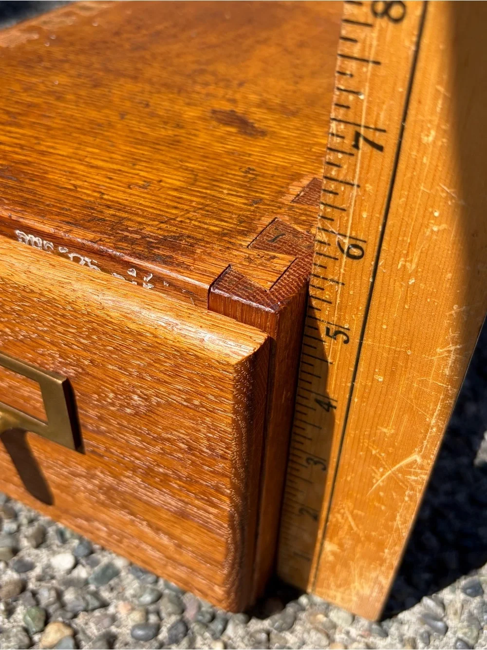Antique Wooden Single Drawer Index Catalog Card File - Recipe Library Globe